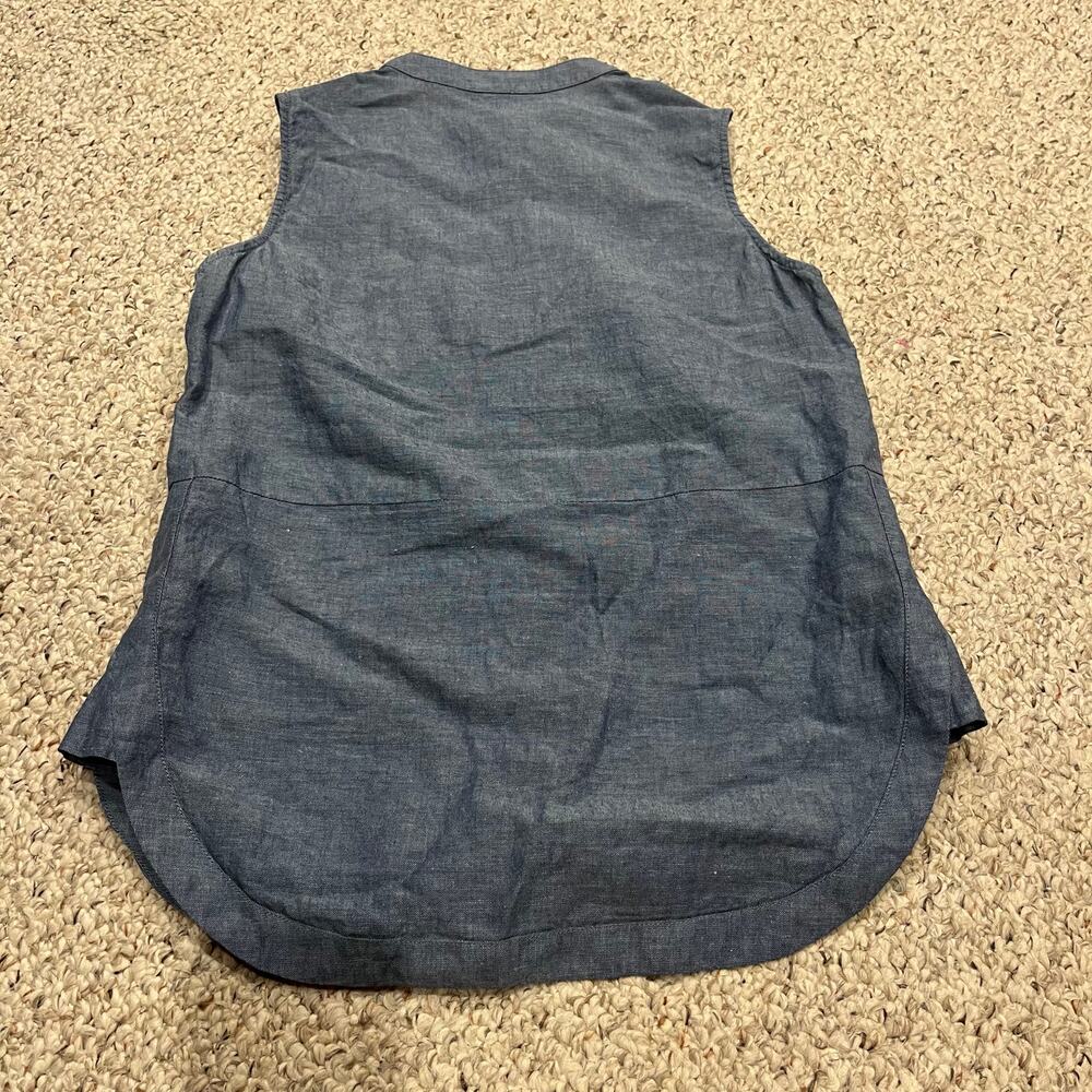 Fossil Sleeveless Button Front Chambray Top Sz S … - image 2